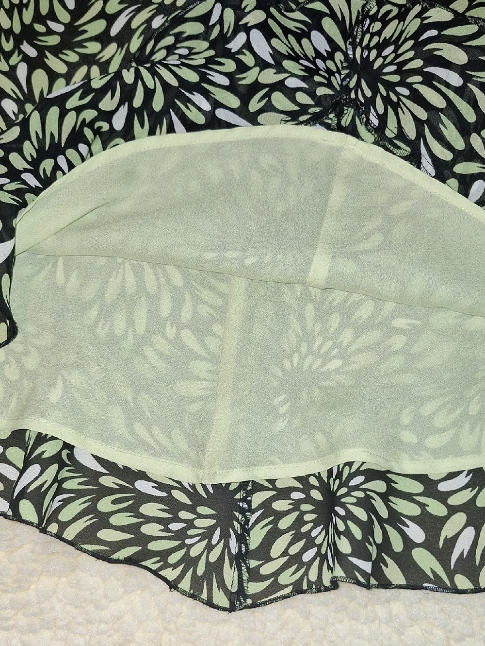 WORTHINGTON Light Green/Pink Floral Petite Skirt with Black Trim - Picture 10 of 13